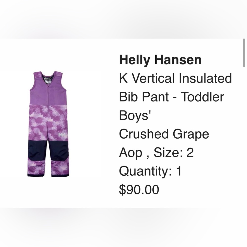 Helly Hansen Purple Crushed Grape Insulated Bib Pants